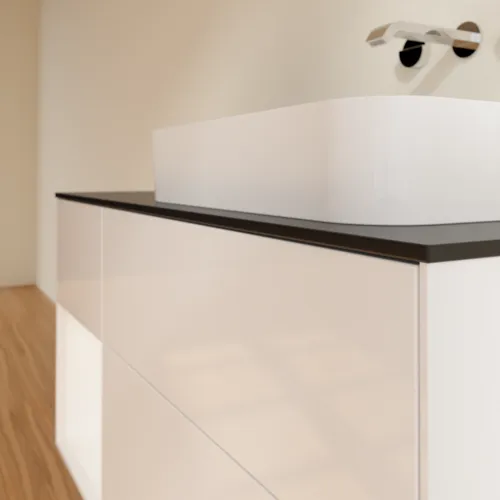VILLEROY BOCH Toaletní skříňka Finion, s osvětlením, 3 výsuvy, 1200 x 603 x 501 mm, lesklý bílý lak / bílý matný lak / sklo černé matné #F682MTGF, obrázek 5