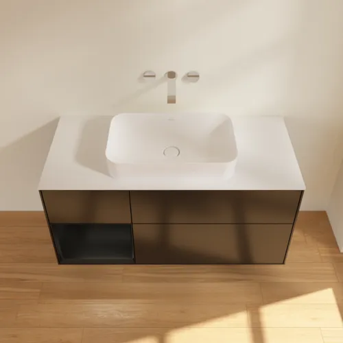 VILLEROY BOCH Toaletní skříňka Finion, s osvětlením, 3 výsuvy, 1200 x 603 x 501 mm, černý matný lak / černý matný lak / sklo bílé matné #F701PDPD, obrázek 3