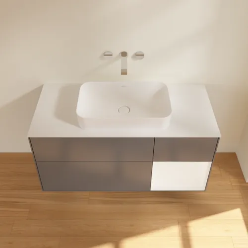 VILLEROY BOCH Toaletní skříňka Finion, s osvětlením, 3 výsuvy, 1200 x 603 x 501 mm, antracitový matný lak / bílý matný lak / bílé matné sklo #F711MTGK, obrázek 3