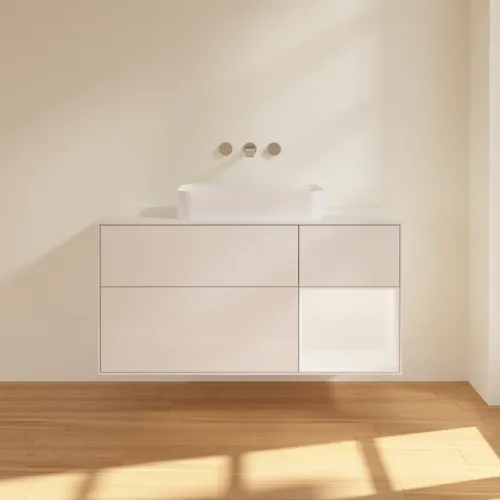 VILLEROY BOCH Toaletní skříňka Finion, s osvětlením, 3 výsuvy, 1200 x 603 x 501 mm, lesklý bílý lak / bílý matný lak / bílé matné sklo #F711MTGF, obrázek 2