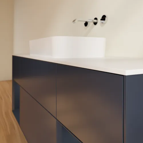 VILLEROY BOCH Toaletní skříňka Finion, s osvětlením, 4 výsuvy, 1600 x 603 x 501 mm, Midnight Blue Matt Lacquer / Midnight Blue Matt Lacquer / Glass White Matt #F741HGHG, obrázek 6