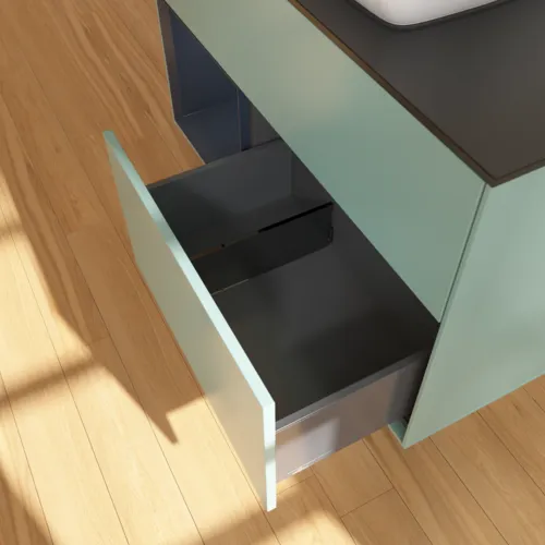 VILLEROY BOCH Toaletní skříňka Finion, s osvětlením, 2 výsuvy, 1000 x 603 x 501 mm, olivový matný lak / půlnoční modrý matný lak / černé matné sklo #F772HGGM, obrázek 7