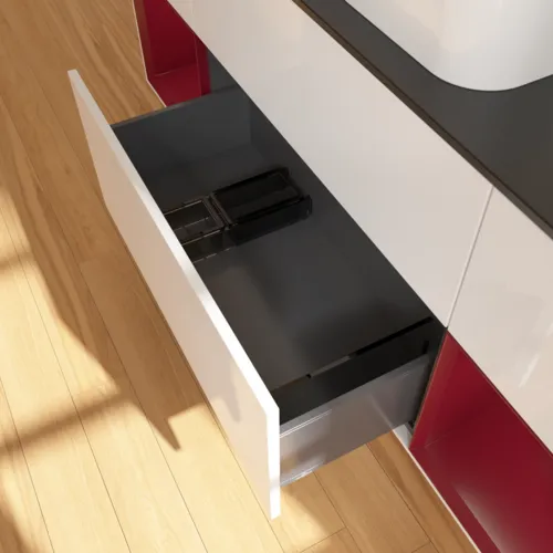 VILLEROY BOCH Toaletní skříňka Finion, s osvětlením, 4 výsuvy, 1600 x 603 x 501 mm, lesklý bílý lak / matný lak Pivoňka / matné černé sklo #F742HBGF, obrázek 7