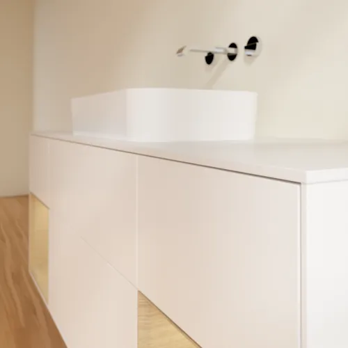 VILLEROY BOCH Toaletní skříňka Finion, s osvětlením, 4 výsuvy, 1600 x 603 x 501 mm, bílý matný lak / dubová dýha / sklo bílé matné #F741PCMT, obrázek 6