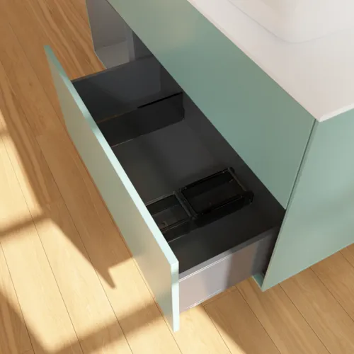 VILLEROY BOCH Toaletní skříňka Finion, s osvětlením, 3 výsuvy, 1200 x 603 x 501 mm, olivový matný lak / antracitový matný lak / bílé matné sklo #F801GKGM, obrázek 6