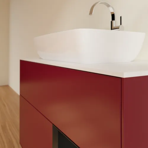 VILLEROY BOCH Toaletní skříňka Finion, s osvětlením, 2 výsuvy, 1000 x 603 x 501 mm, Pivoňka matný lak / Černý matný lak / Sklo bílé matné #F781PDHB, obrázek 6