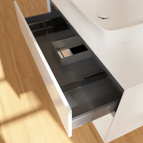 VILLEROY BOCH Toaletní skříňka Finion, s osvětlením, 2 výsuvy, 1000 x 603 x 501 mm, lesklý bílý lak / lesklý bílý lak / sklo bílé matné #F781GFGF, obrázek 8
