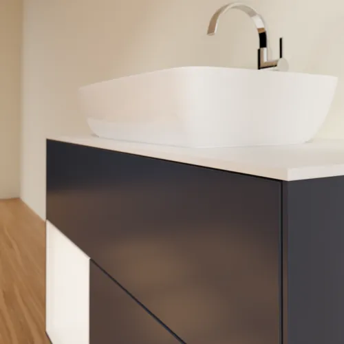 VILLEROY BOCH Toaletní skříňka Finion, s osvětlením, 2 výsuvy, 1000 x 603 x 501 mm, Midnight Blue Matt Lacquer / White Matt Lacquer / Glass White Matt #F771MTHG, obrázek 6