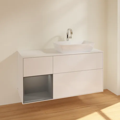 VILLEROY BOCH Toaletní skříňka Finion, s osvětlením, 3 výsuvy, 1200 x 603 x 501 mm, lesklý bílý lak / antracitový matný lak / bílé matné sklo #F801GKGF, obrázek 2