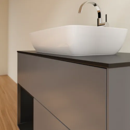 VILLEROY BOCH Toaletní skříňka Finion, s osvětlením, 2 výsuvy, 1000 x 603 x 501 mm, antracitový matný lak / černý matný lak / černé matné sklo #F772PDGK, obrázek 6