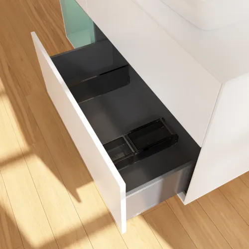 VILLEROY BOCH Toaletní skříňka Finion, s osvětlením, 3 výsuvy, 1200 x 603 x 501 mm, bílý matný lak / olivový matný lak / sklo bílé matné #F801GMMT, obrázek 6