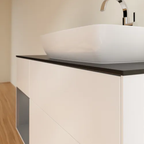 VILLEROY BOCH Toaletní skříňka Finion, s osvětlením, 3 výsuvy, 1200 x 603 x 501 mm, bílý matný lak / antracitový matný lak / černé matné sklo #F802GKMT, obrázek 2