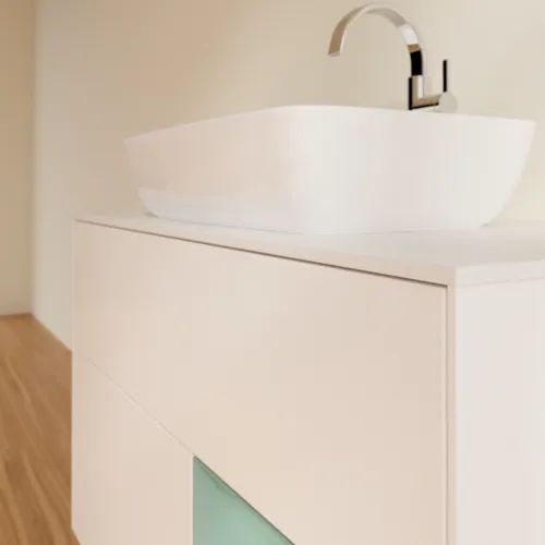 VILLEROY BOCH Toaletní skříňka Finion, s osvětlením, 2 výsuvy, 1000 x 603 x 501 mm, bílý matný lak / olivový matný lak / bílé matné sklo #F781GMMT, obrázek 6