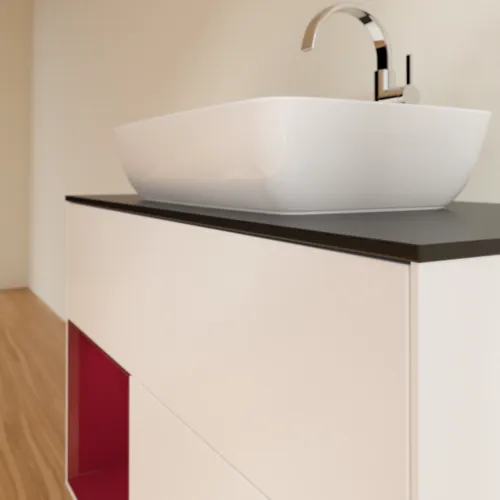 VILLEROY BOCH Toaletní skříňka Finion, s osvětlením, 2 výsuvy, 1000 x 603 x 501 mm, bílý matný lak / pivoňkový matný lak / černé matné sklo #F772HBMT, obrázek 6