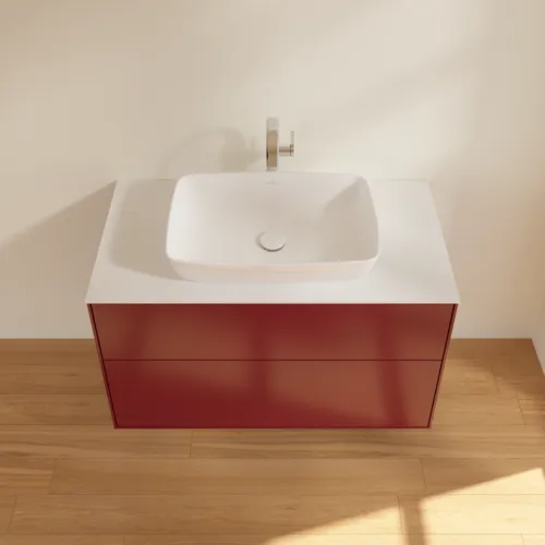 VILLEROY BOCH Toaletní skříňka Finion, 2 výsuvy, 1000 x 603 x 501 mm, Peony Matt Lacquer / Glass White Matt #F76100HB, obrázek 4