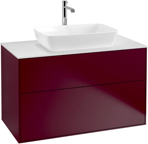 VILLEROY BOCH Toaletní skříňka Finion, 2 výsuvy, 1000 x 603 x 501 mm, Peony Matt Lacquer / Glass White Matt #F76100HB, obrázek 1