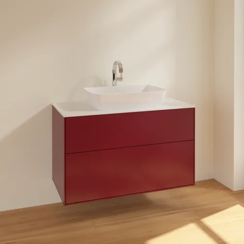 VILLEROY BOCH Toaletní skříňka Finion, 2 výsuvy, 1000 x 603 x 501 mm, Peony Matt Lacquer / Glass White Matt #F76100HB, obrázek 2