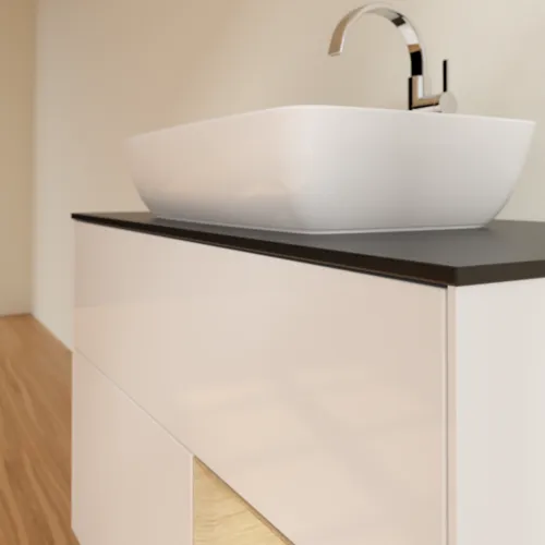 VILLEROY BOCH Toaletní skříňka Finion, s osvětlením, 2 výsuvy, 1000 x 603 x 501 mm, lesklý bílý lak / dubová dýha / černé matné sklo #F782PCGF, obrázek 6