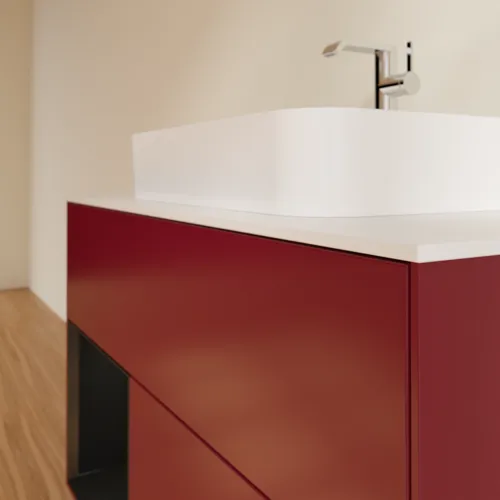VILLEROY BOCH Toaletní skříňka Finion, s osvětlením, 2 výsuvy, 1000 x 603 x 501 mm, Pivoňka matný lak / Černý matný lak / Sklo bílé matné #F361PDHB, obrázek 6