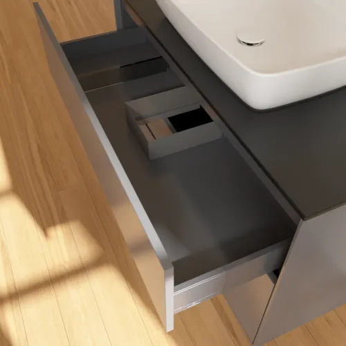 VILLEROY BOCH Toaletní skříňka Finion, 2 výsuvy, 1000 x 603 x 501 mm, antracit matný lak / sklo černé matné #F76200GK, obrázek 7