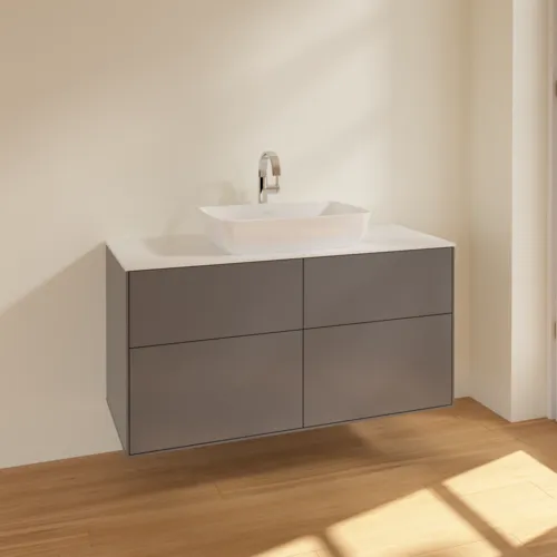 VILLEROY BOCH Toaletní skříňka Finion, 4 výsuvy, 1200 x 603 x 501 mm, antracit matný lak / sklo bílé matné #F79100GK, obrázek 2