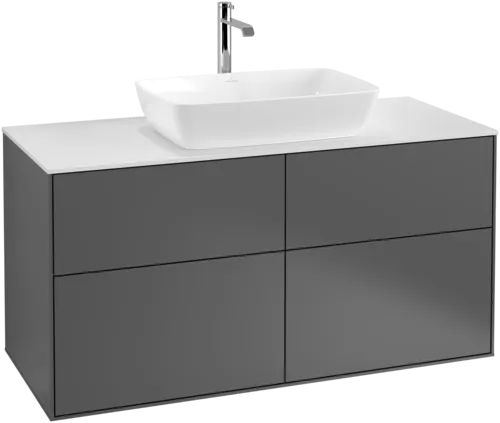 VILLEROY BOCH Toaletní skříňka Finion, 4 výsuvy, 1200 x 603 x 501 mm, antracit matný lak / sklo bílé matné #F79100GK, obrázek 1