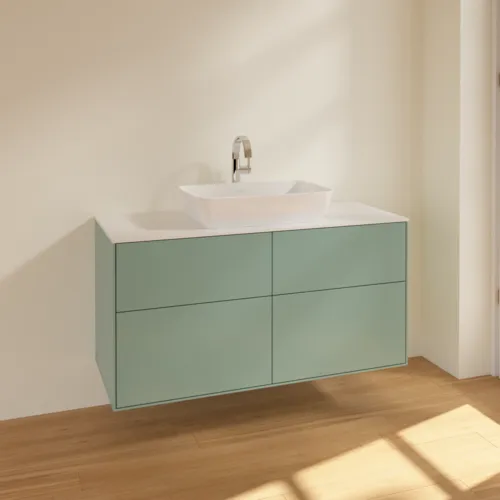 VILLEROY BOCH Toaletní skříňka Finion, 4 výsuvy, 1200 x 603 x 501 mm, olivově matný lak / sklo bílé matné #F79100GM, obrázek 2