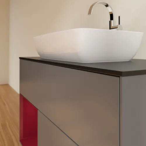 VILLEROY BOCH Toaletní skříňka Finion, s osvětlením, 2 výsuvy, 1000 x 603 x 501 mm, antracitový matný lak / pivoňkový matný lak / černé matné sklo #F772HBGK, obrázek 6