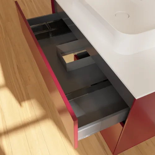 VILLEROY BOCH Toaletní skříňka Finion, s osvětlením, 2 výsuvy, 1000 x 603 x 501 mm, matný lak Peony / dubová dýha / bílé matné sklo #F361PCHB, obrázek 8