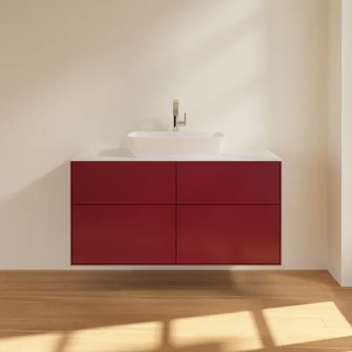 VILLEROY BOCH Toaletní skříňka Finion, 4 výsuvy, 1200 x 603 x 501 mm, Peony Matt Lacquer / Glass White Matt #F79100HB, obrázek 3