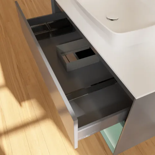VILLEROY BOCH Toaletní skříňka Finion, s osvětlením, 2 výsuvy, 1000 x 603 x 501 mm, antracitový matný lak / olivový matný lak / bílé matné sklo #F781GMGK, obrázek 8