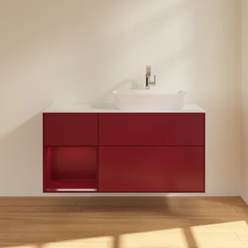 VILLEROY BOCH Toaletní skříňka Finion, s osvětlením, 3 výsuvy, 1200 x 603 x 501 mm, Peony Matt Lacquer / Peony Matt Lacquer / Glass White Matt #F801HBHB, obrázek 3
