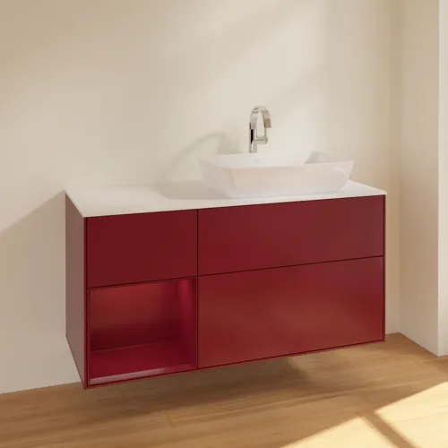 VILLEROY BOCH Toaletní skříňka Finion, s osvětlením, 3 výsuvy, 1200 x 603 x 501 mm, Peony Matt Lacquer / Peony Matt Lacquer / Glass White Matt #F801HBHB, obrázek 2
