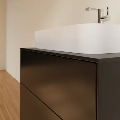 VILLEROY BOCH Toaletní skříňka Finion, 2 výsuvy, 800 x 603 x 501 mm, černý matný lak / černé matné sklo #F34200PD, obrázek 5