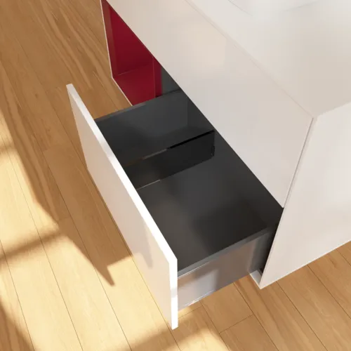 VILLEROY BOCH Toaletní skříňka Finion, s osvětlením, 2 výsuvy, 1000 x 603 x 501 mm, lesklý bílý lak / matný lak Pivoňka / matné bílé sklo #F771HBGF, obrázek 7