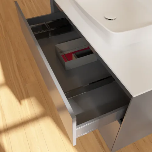 VILLEROY BOCH Toaletní skříňka Finion, s osvětlením, 2 výsuvy, 1000 x 603 x 501 mm, antracit matný lak / pivoňka matný lak / sklo bílé matné #F771HBGK, obrázek 8