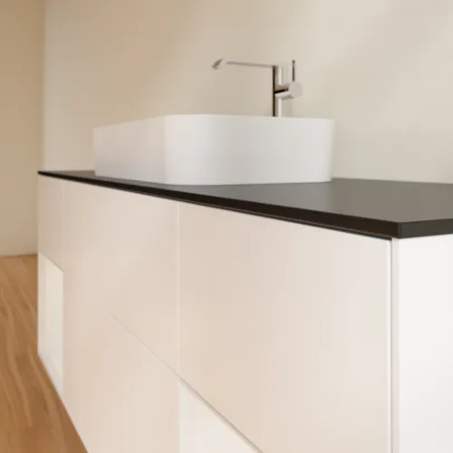 VILLEROY BOCH Toaletní skříňka Finion, s osvětlením, 4 výsuvy, 1600 x 603 x 501 mm, bílý matný lak / bílý lesklý lak / černé matné sklo #F332GFMT, obrázek 6