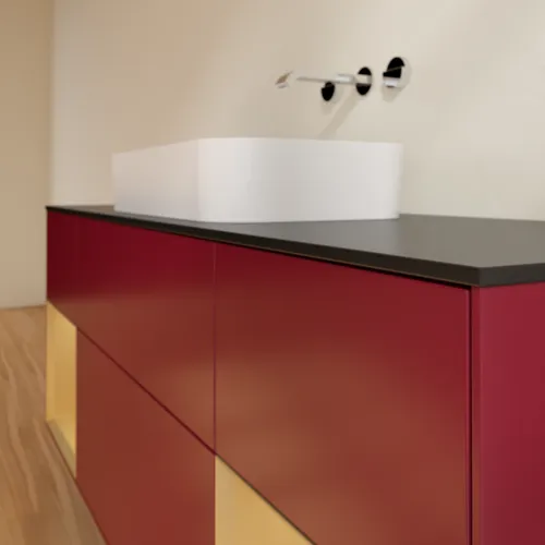 VILLEROY BOCH Toaletní skříňka Finion, s osvětlením, 4 výsuvy, 1600 x 603 x 501 mm, Peony Matt Lacquer / Gold Matt Lacquer / Glass Black Matt #F742HFHB, obrázek 6