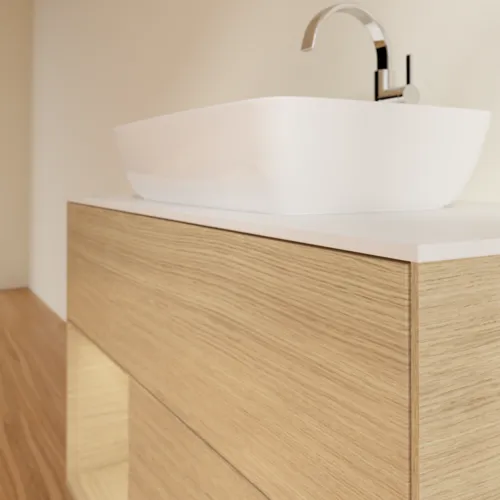 VILLEROY BOCH Toaletní skříňka Finion, s osvětlením, 2 výsuvy, 1000 x 603 x 501 mm, dubová dýha / dubová dýha / sklo bílé matné #F771PCPC, obrázek 6