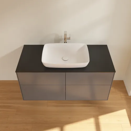 VILLEROY BOCH Toaletní skříňka Finion, 4 výsuvy, 1200 x 603 x 501 mm, antracitový matný lak / černé matné sklo #F79200GK, obrázek 4