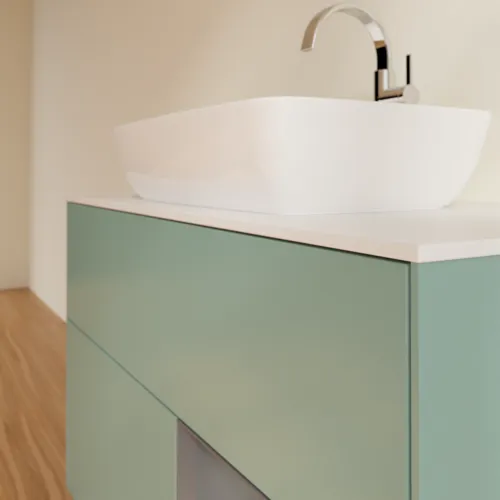 VILLEROY BOCH Toaletní skříňka Finion, s osvětlením, 2 výsuvy, 1000 x 603 x 501 mm, olivový matný lak / antracitový matný lak / bílé matné sklo #F781GKGM, obrázek 6