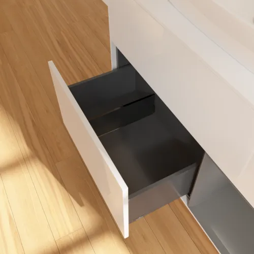 VILLEROY BOCH Umyvadlová skříňka Finion, s osvětlením, 2 výsuvy, 1000 x 603 x 501 mm, lesklý bílý lak / antracitový matný lak / bílé matné sklo #F781GKGF, obrázek 7