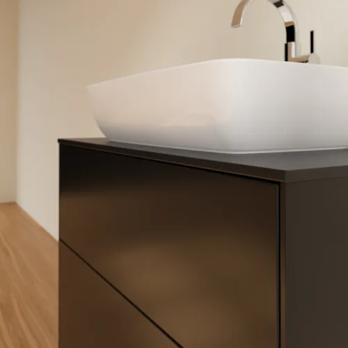 VILLEROY BOCH Toaletní skříňka Finion, 2 výsuvy, 800 x 603 x 501 mm, černý matný lak / černé matné sklo #F75200PD, obrázek 5