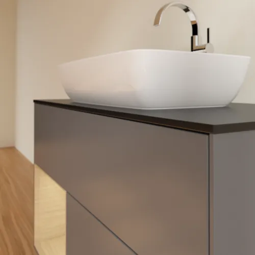 VILLEROY BOCH Toaletní skříňka Finion, s osvětlením, 2 výsuvy, 1000 x 603 x 501 mm, antracitový matný lak / dubová dýha / černé matné sklo #F772PCGK, obrázek 6