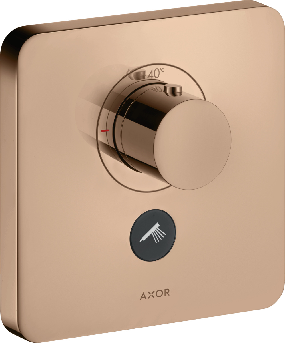 HANSGROHE AXOR ShowerSelect Termostat HighFlow skrytý softsquare pro 1 spotřebič a jednu další zásuvku #36706300 - Leštěné červené zlato