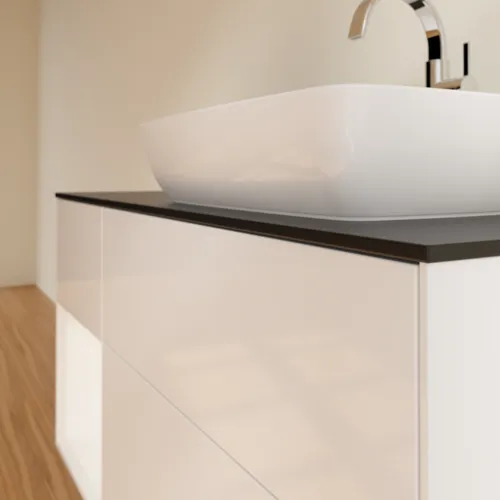VILLEROY BOCH Toaletní skříňka Finion, s osvětlením, 3 výsuvy, 1200 x 603 x 501 mm, lesklý bílý lak / bílý matný lak / sklo černé matné #F802MTGF, obrázek 5