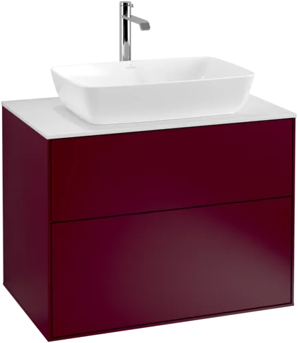 VILLEROY BOCH Toaletní skříňka Finion, 2 výsuvy, 800 x 603 x 501 mm, Peony Matt Lacquer / Glass White Matt #F75100HB, obrázek 1