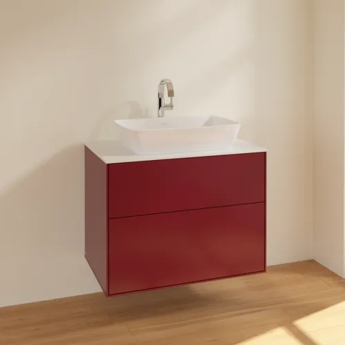 VILLEROY BOCH Toaletní skříňka Finion, 2 výsuvy, 800 x 603 x 501 mm, Peony Matt Lacquer / Glass White Matt #F75100HB, obrázek 2