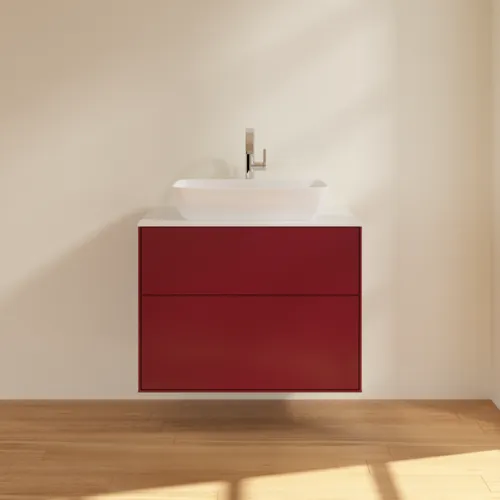 VILLEROY BOCH Toaletní skříňka Finion, 2 výsuvy, 800 x 603 x 501 mm, Peony Matt Lacquer / Glass White Matt #F75100HB, obrázek 3