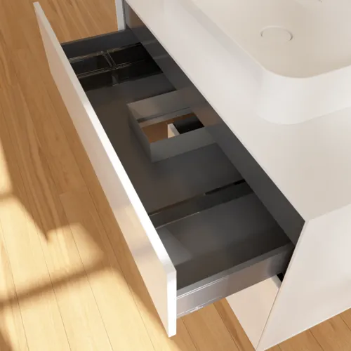VILLEROY BOCH Toaletní skříňka Finion, s osvětlením, 2 výsuvy, 1000 x 603 x 501 mm, lesklý bílý lak / ořechová dýha / sklo bílé matné #F361GNGF, obrázek 8